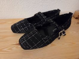 Ballerinas Damen Schwarz kariert  Grösse 37