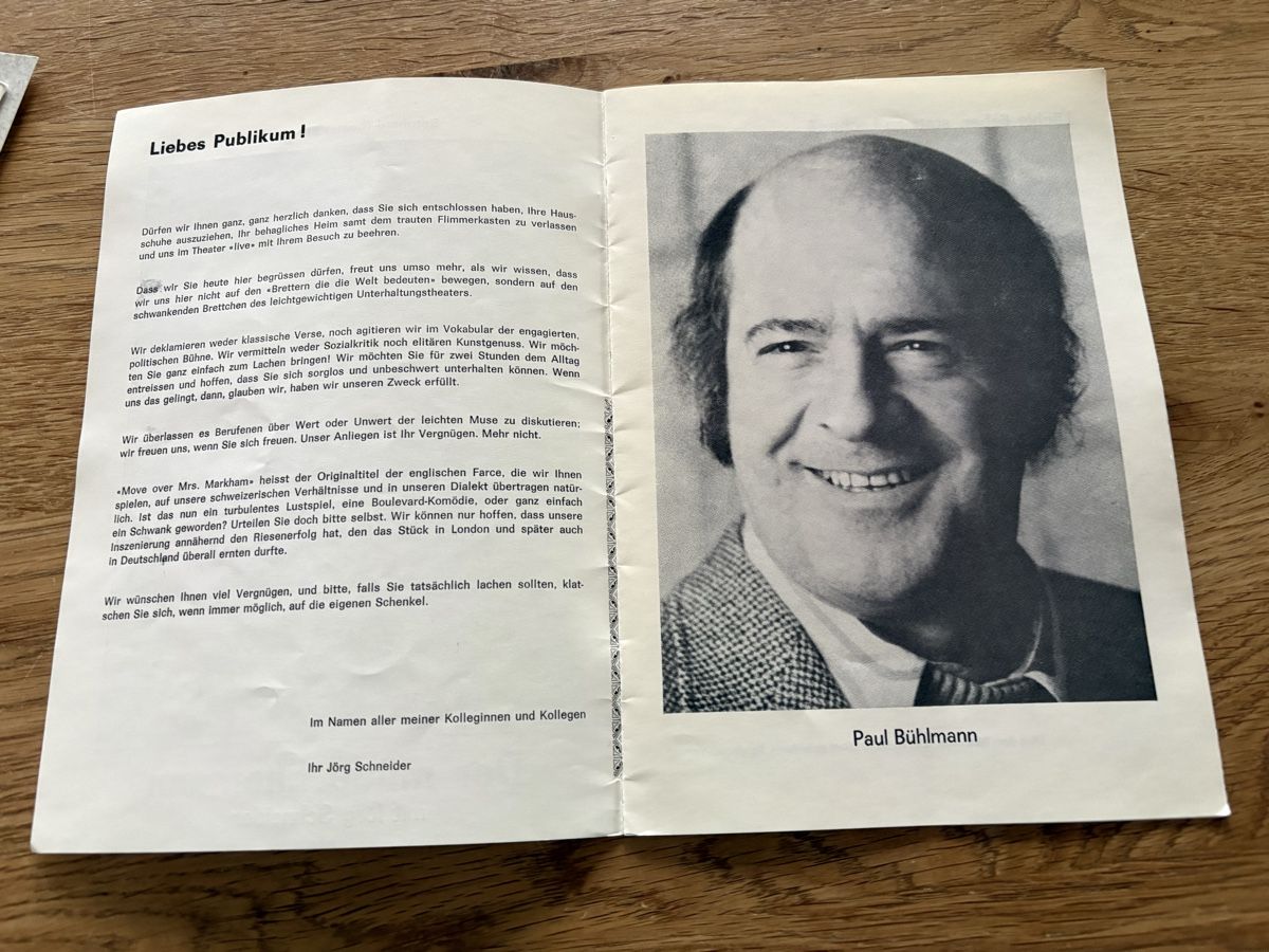 Documenti: Programmheft Bernhard-Theater Züri: Der müde Ehemann 45 – Usato da Gossau SG venduto da Dobby1974 1
