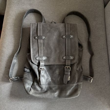 Rucksack EM-EL Leder grau, neuwertig 