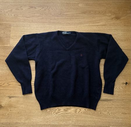 Polo Ralph Lauren V-neck Sweater Navy Blue Size L
