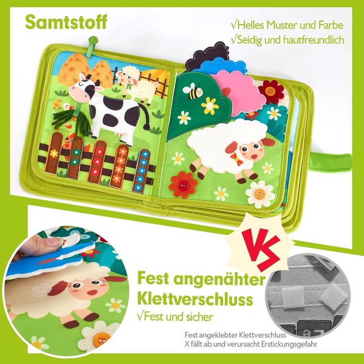 Montessori Filzbuch "Bauernhof-Abenteuer" - 20-in-1 Activity Board Für Kinder 1-4 Jahre