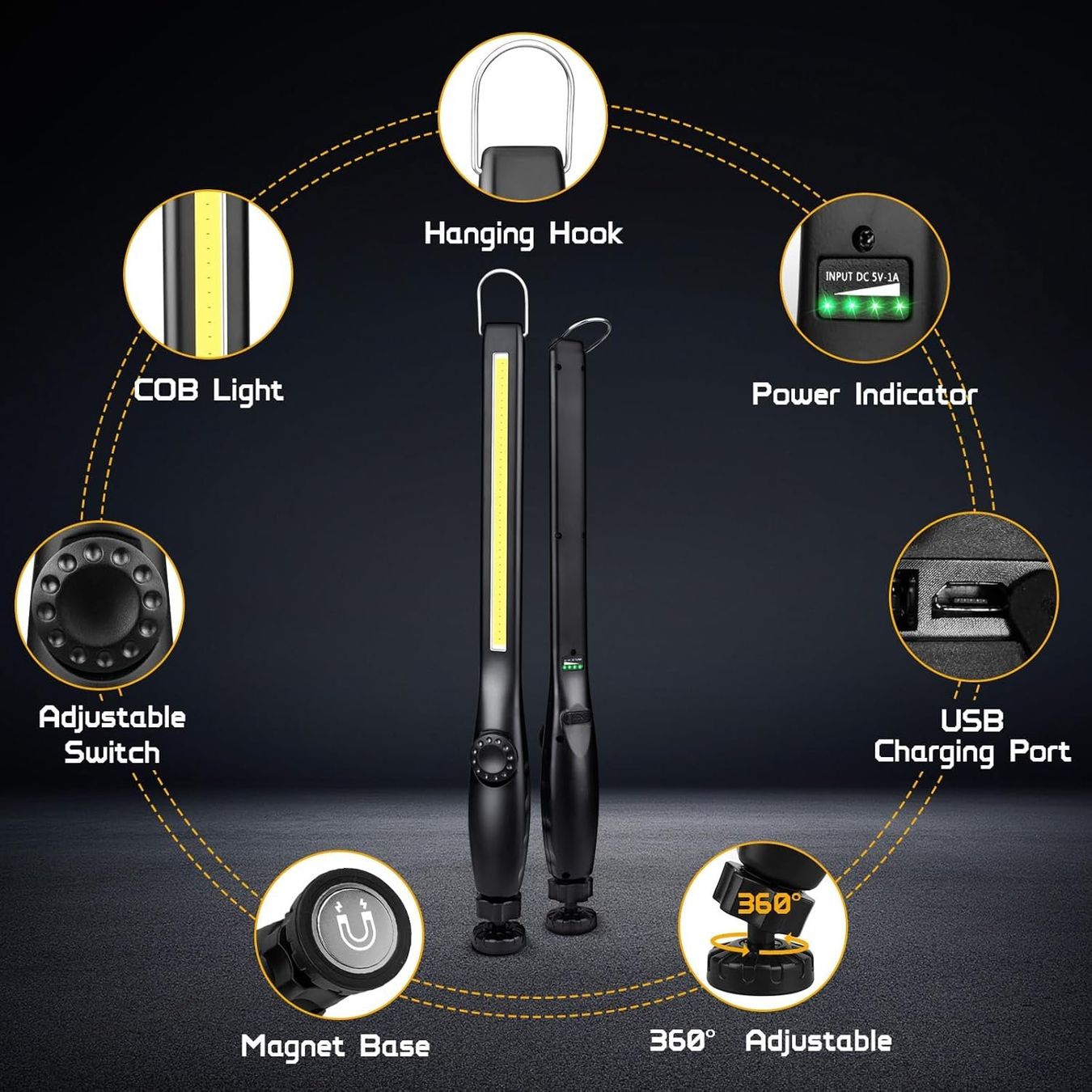 Lampade: 3 Stück Magnetische COB LED-Arbeitsleuchte – Nuovo e nell'imballaggio originale da Geneve venduto da Titi2008 6