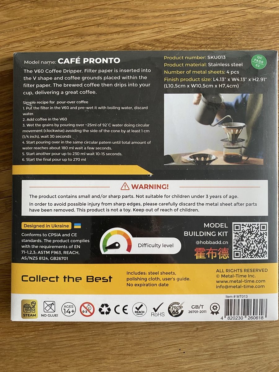 Kit di costruzioni: Metall Bausatz: Café Pronto, 3D Puzzle, Neu – Nuovo e nell'imballaggio originale da Zürich venduto da Drengemann 1
