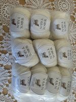 10x Wollgarn 50g Medium-Coarse Hand-Knitted off-white