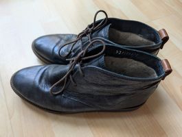 blau schimmernde Peckott Schuhe, Gr.39, gefüttert,  Karstadt