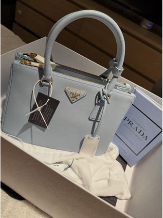 Prada Galleria Saffiano Leather Bag Medium Light Blue