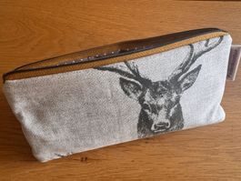 Handmade Täschchen Hirsch – Reissverschluss Senfgelb