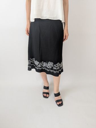 Rock Ann Taylorschwarz bestickt Grösse 38, Leinen/ Rayon