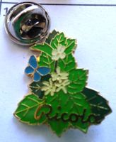 Pin RICOLA Blumen Weiss Schmetterling blau