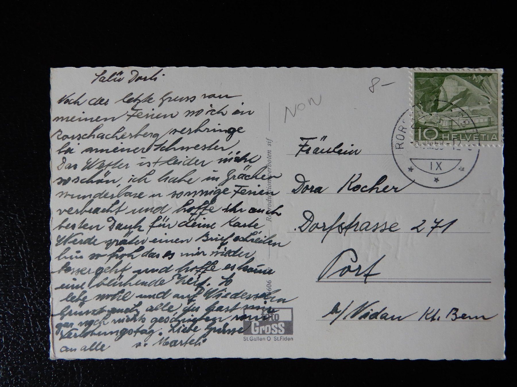 Cartoline postali: Ansichtkarte Rorschach Bodensee - 7 Ansichten - 1958 – Usato da Senèdes venduto da Framboise52 1