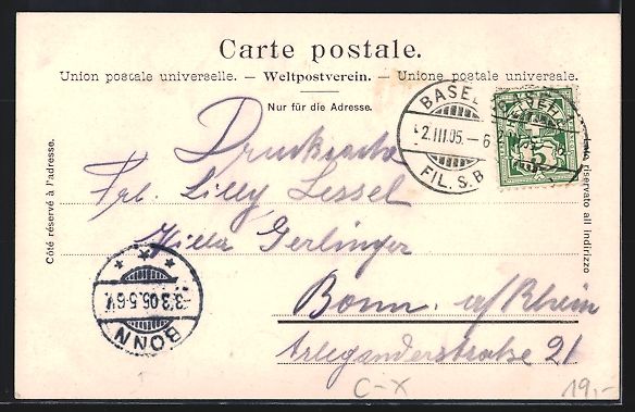 Cartoline postali: Basel, Hotel Victoria, Propr. Paul Otto, – Usato da Berlin venduto da bartko-reher 1