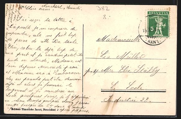 Cartes postales: AK Neuchatel, Ecole de Commerce, 1913 – D'occasion à Berlin par bartko-reher 1