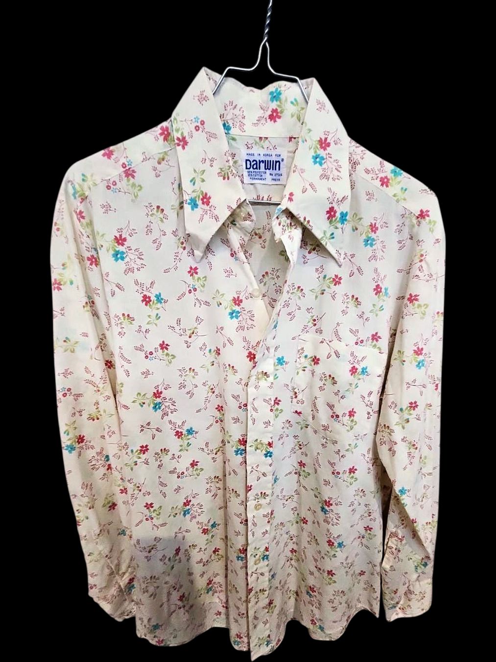Camicette: Darwin Blumen-Button-Down-Hemd - Weiß mit rosa und blauen – Nuovo (secondo la descrizione) da Zug venduto da vinokilo 1