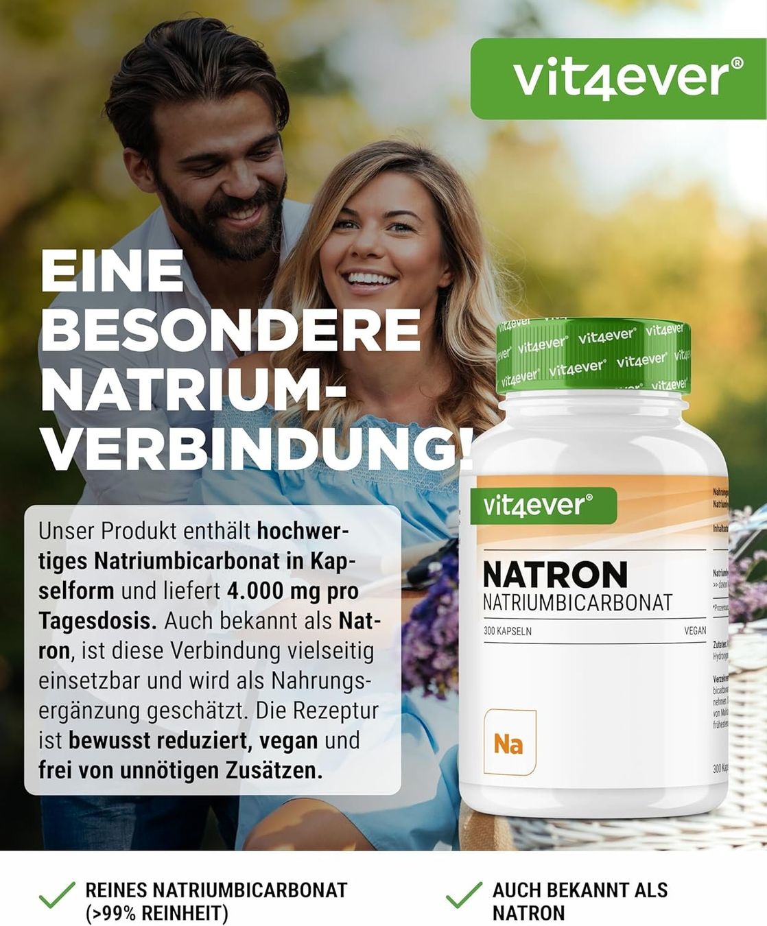 Cibi & Specialità: Vit4ever Natron Kapseln 1000 mg 300 Stk – Nuovo e nell'imballaggio originale da Suhr venduto da SchnapperCH 1