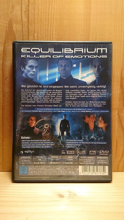 EQUILIBRIUM Killer of Emotions DVD mit Christian Bale (Gebraucht) in ...