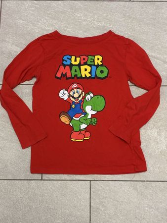 Langarmshirt Super Mario Motiv rot Grösse 128 Zustand gut