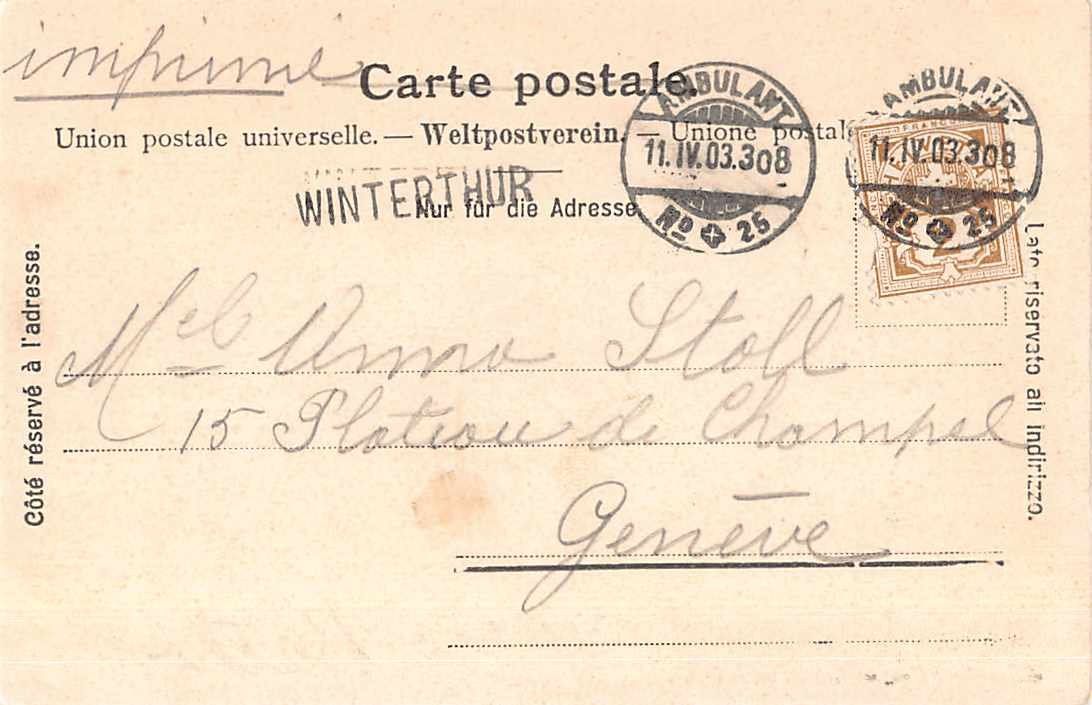 Cartes postales: Schöne alte Postkarte Bahnpost WINTERTHUR 1903 – D'occasion à Winterthur par SchatzchischtliWinti 1