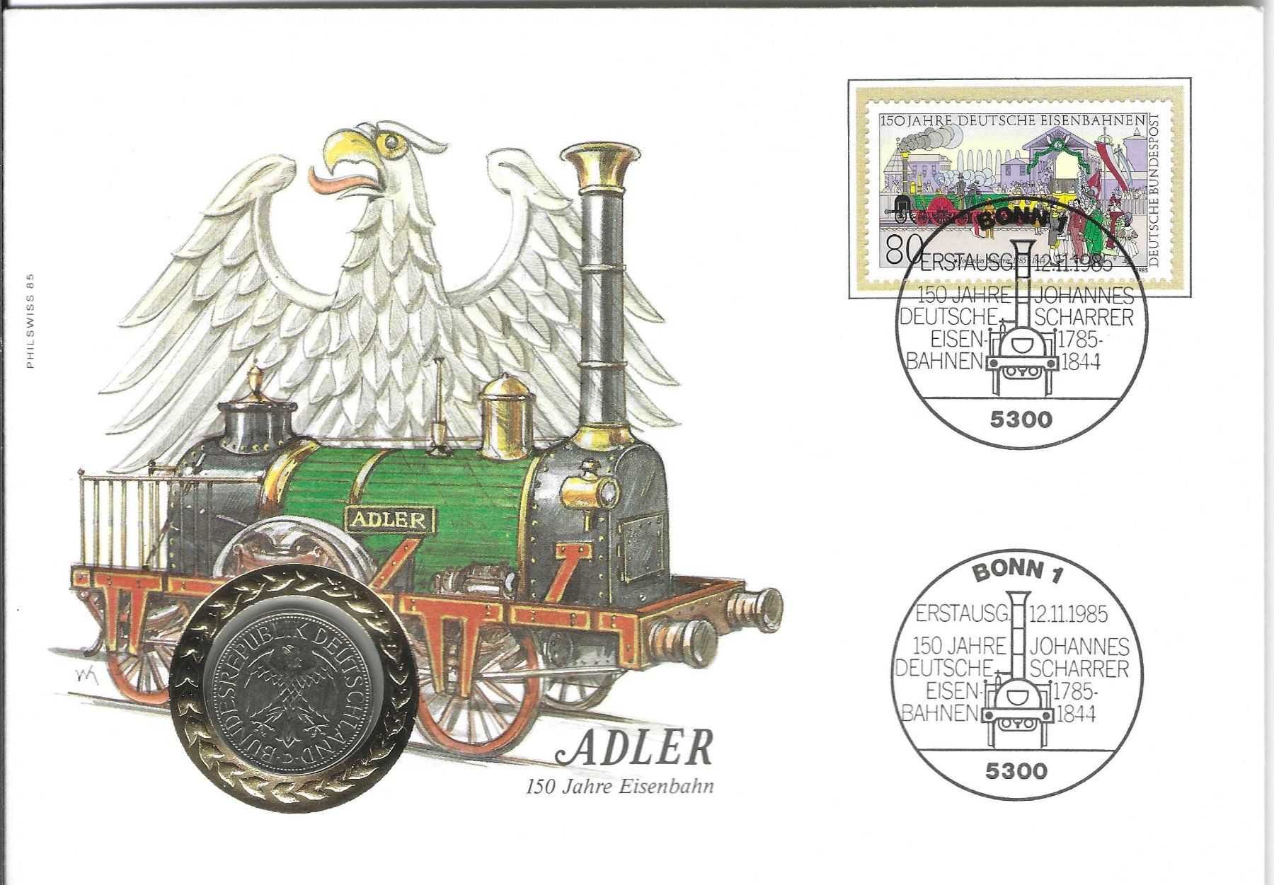 Tutti i francobolli: Numisbrief 1985, 150 Jahre Eisenbahn – Nuovo (secondo la descrizione) da Wildhaus venduto da Brunphil