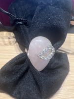 Bague Quartz Rose et Argent zirconium  T.56