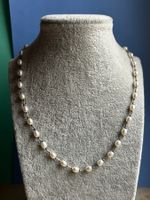 Elegante Perlenkette, Silber, Süßwasserperlen 42cm
