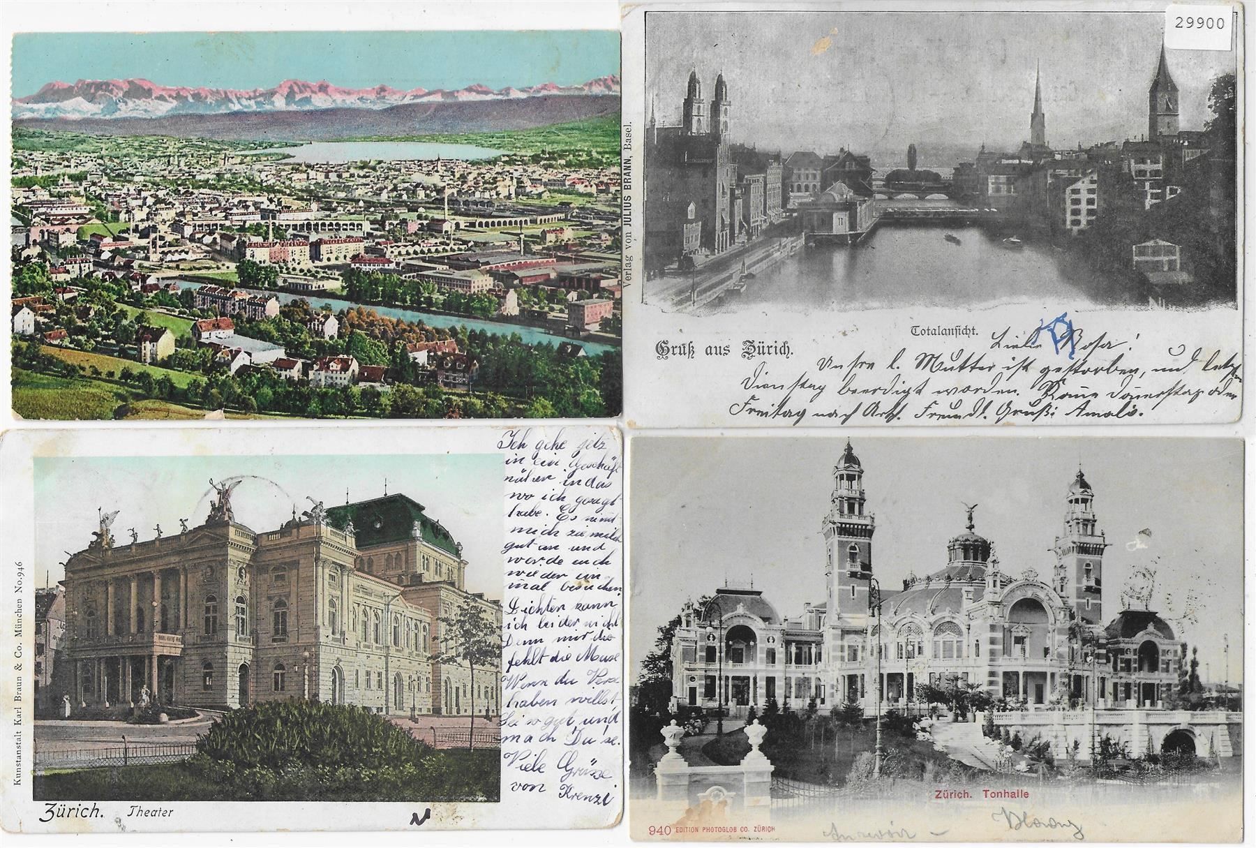 Cartoline postali: 4 AK Zürich – Usato da Ettingen venduto da Kartenplanet