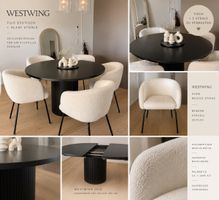 Westwing Esstisch Filo ausziehbar + 5 Alani Bouclé Stühle 