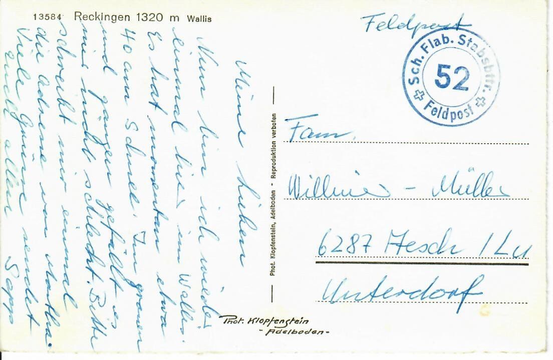 Cartes postales: Reckingen – D'occasion à Hochdorf par Ziegel-16 1