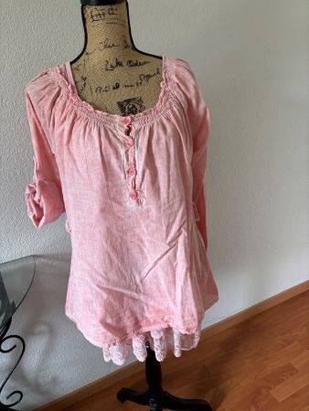 Luftige Bluse mit Top coral 2-teilig one Size