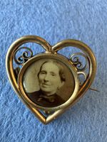 Antike Jugendstil Foto Brosche Herz-Sweetheart