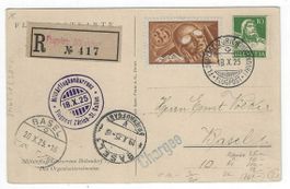 R-Flugpost-AK 1925, Militärflug-Konk., mit Flug-Marke Nr. 6