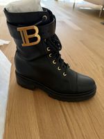 Balmain Stiefel schwarz Leder Golddetails neuwertig