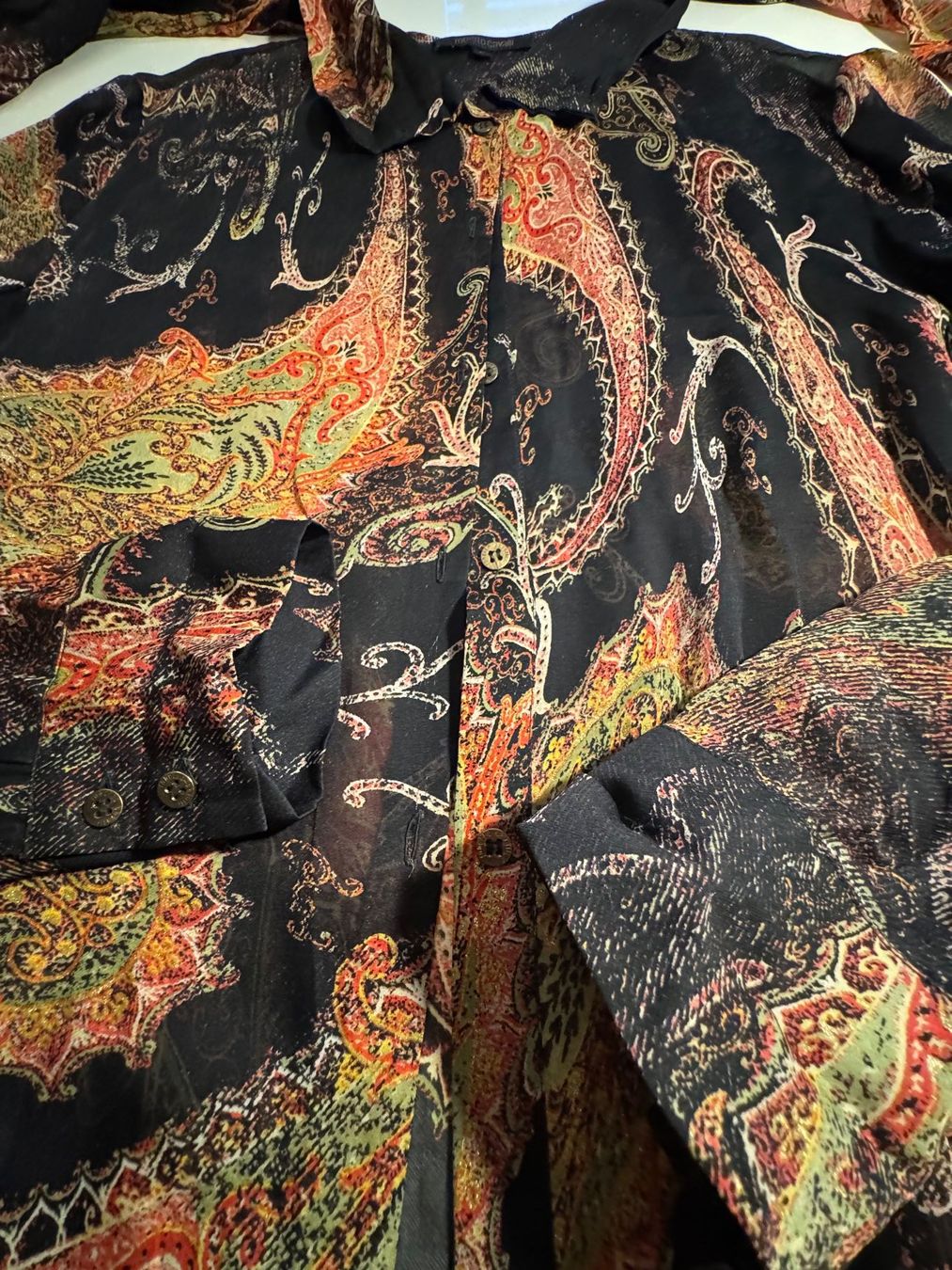 Roberto Cavalli Camicette: Roberto Cavalli Seidenbluse mit Schalabschluss GrM – Usato da Zumikon venduto da calibru 4
