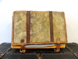 Alter Schulranzen mit Fell Schultornister 60er 70er Jahre