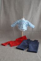 Puppenkleider Overall/Shirt/Jacke rot Matrosenstile