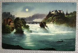 ANSICHTSKARTE RHEINFALL MIT EISENBAHN