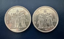 Frankreich 2x 10 Francs 1965 Silber ss