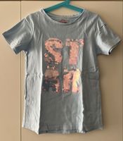 Mädchen STAR T-Shirt FUTURINO hellblau mit Pailletten Gr 152