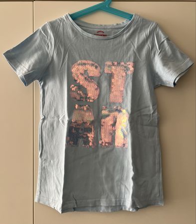 Mädchen STAR T-Shirt FUTURINO hellblau mit Pailletten Gr 152