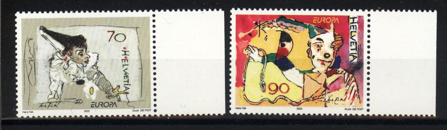 Alle Briefmarken: 2002, EUROPA, Clowns ** – Gebraucht aus Willisau von Vollstempel