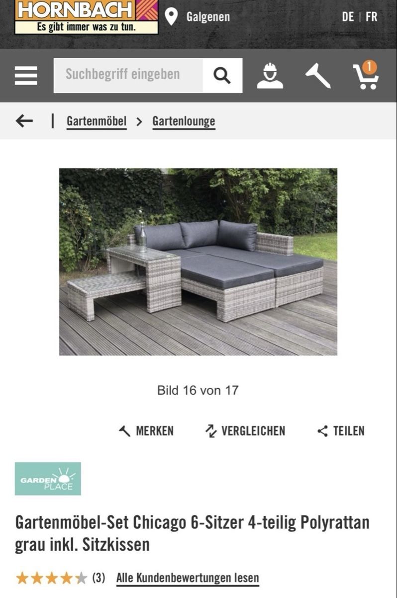 Divani: Gartenmöbel-Set Chicago 6-Sitzer 4-teilig Polyratten grau – Usato da Richterswil venduto da jul_qnt6 1