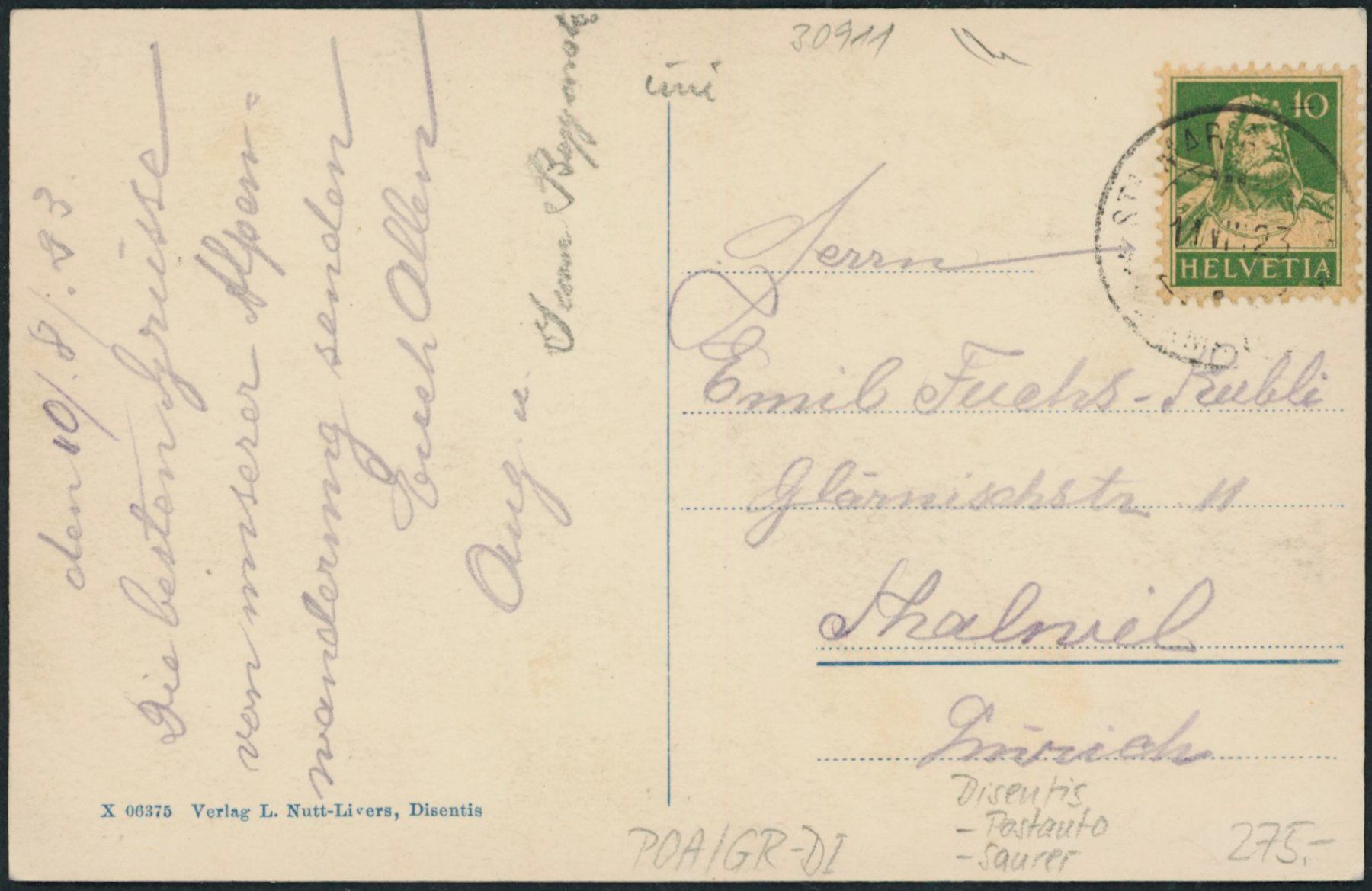 Cartoline postali: GR Disentis - Oberalp Postauto - Saurer – Usato da Schindellegi venduto da leecollect 1
