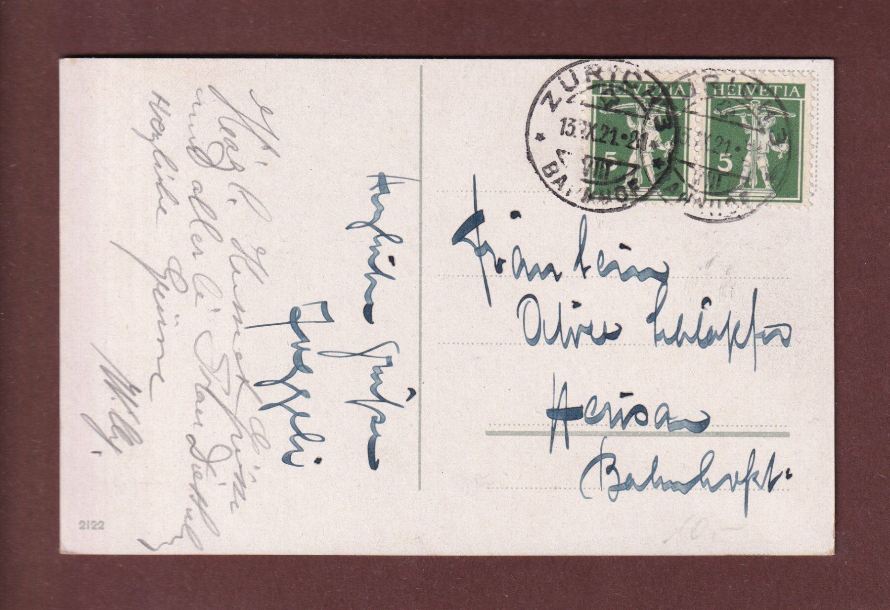Cartoline postali: ZÜRICH - Abendstimmung - 1921 – Usato da Pully venduto da nicecards-shop 1