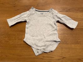 Baby Body langarm Gr. 56, grau, Baumwolle, C&A