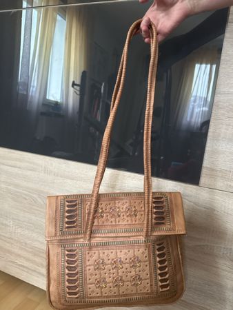 Sac à main vintage en cuir véritable, tressé main 👜 52