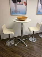 Stehtisch mit 2Hocker weiss chrom 51