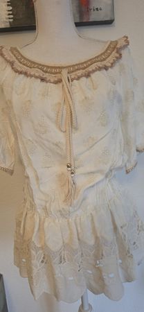 Sommer Tunika Kleid, creme-beige, Spitze, Gr. S, Italien