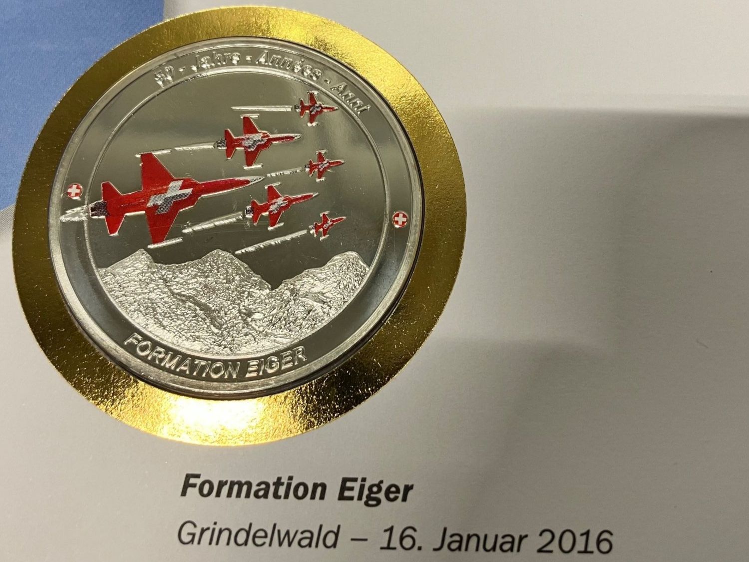 Medaglie: Patrouille Suisse  Numisbrief versilberte Medaille 2016 – Usato da Merenschwand venduto da Garfield2026