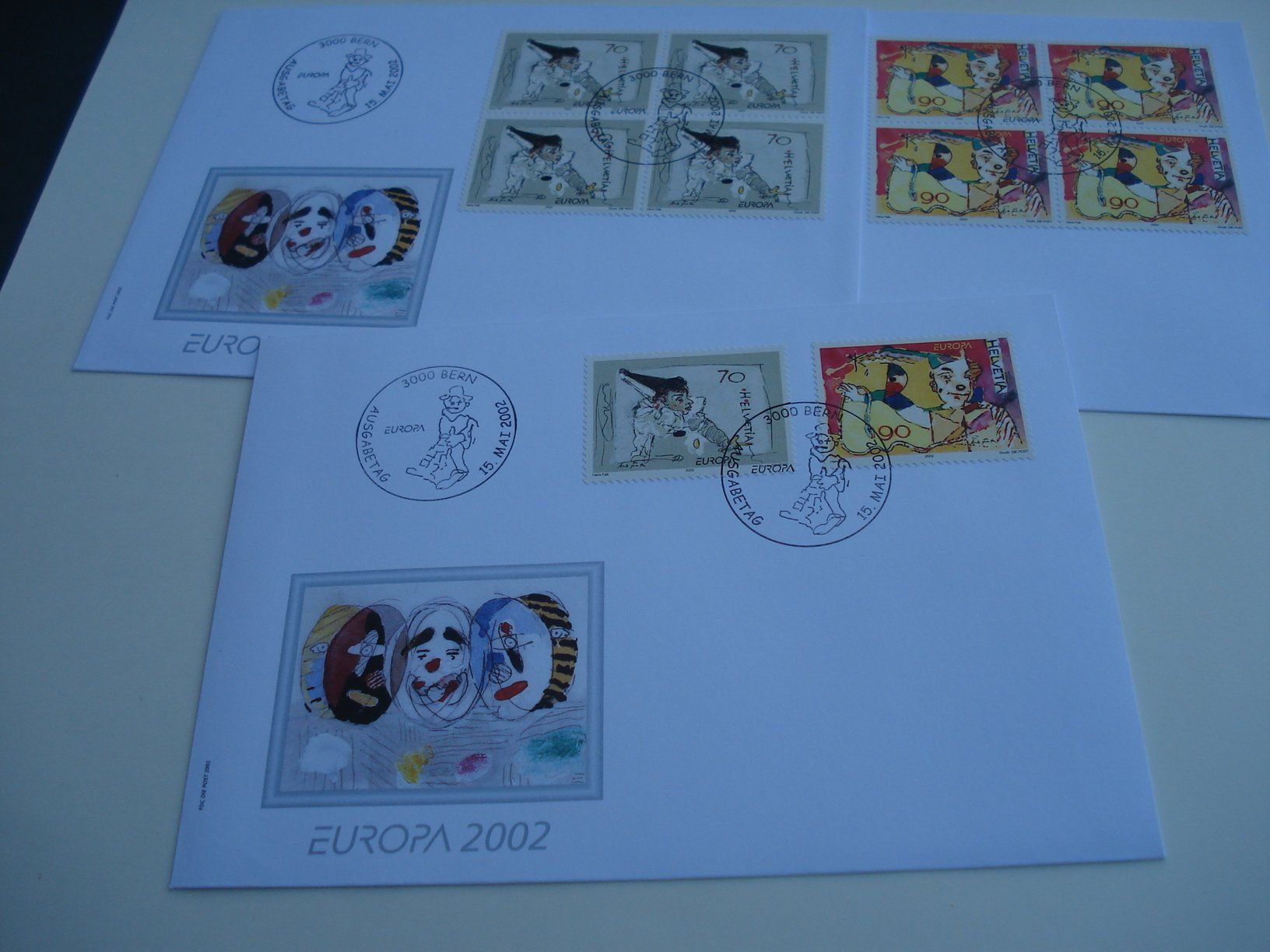 Tutti i francobolli: Satz Circus, 2002, FDC Satz + 4erblock, 3 Belege – Usato da Niederwil AG venduto da morostahu 1