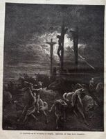 Holzstich Gustav Doreé - Kreuzigung auf Golgotha, 1870