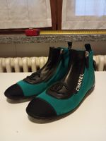 Stivale Chanel bassa in tessuto tecnico verde